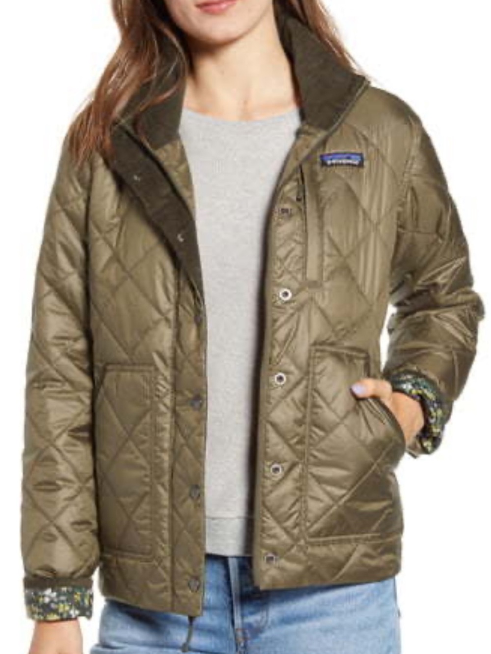 Patagonia Back Pasture Olive Green Quilted Puffer Jacket for Women